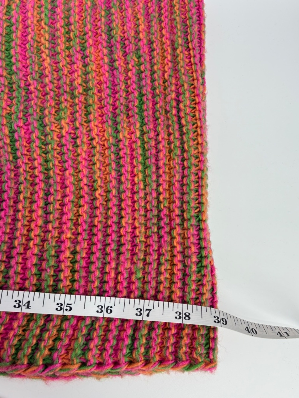 Sunday Best Pink, Green, and Yellow Knit Scarf - Picture 7 of 7